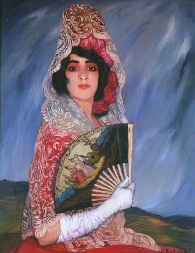 Mi Prima Cándica mit Mantilla, um 1913 von Ignacio Zuloaga y Zabaleta