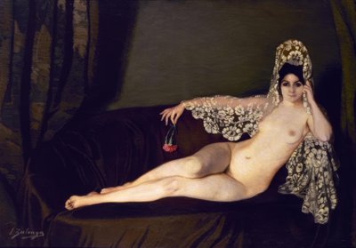 Akt mit Nelke, 1915, Öl auf Leinwand, 131 × 184 cm von Ignacio Zuloaga y Zabaleta