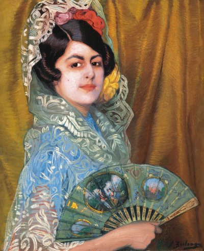 Dame mit Fächer von Ignacio Zuloaga y Zabaleto