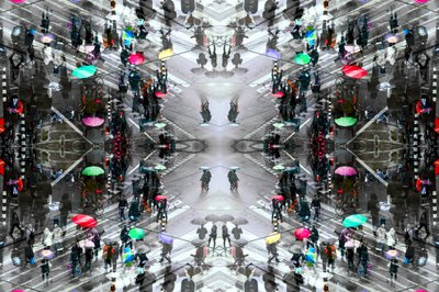 Bunte Regenschirme Stadt-Symmetrie von Igor Shrayer