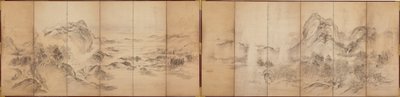 Bergansichten, Rückseite eines sechsteiligen Paravents, Edo-Periode, 1856-58 von Ikeda Koson