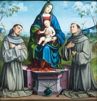 Madonna mit Kind und den Heiligen Franz von Assisi und Antonius von Padua von Il (1450 1517) Francia
