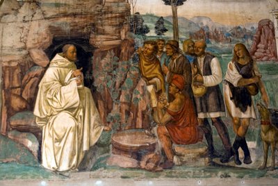 Leben des Hl. Benedikt, Szene 7: Benedikt unterweist die Bauern von Il Sodoma