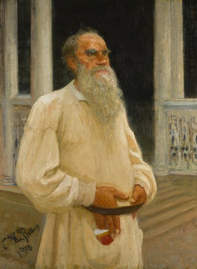 Porträt des Autors Graf Lew Nikolajewitsch Tolstoi, 1916 von Ilya Efimovich Repin