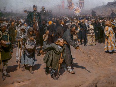 Religiöse Prozession in der Provinz Kursk (Detail) von Ilya Efimovich Repin