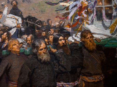 Religiöse Prozession in der Provinz Kursk (Detail) von Ilya Efimovich Repin