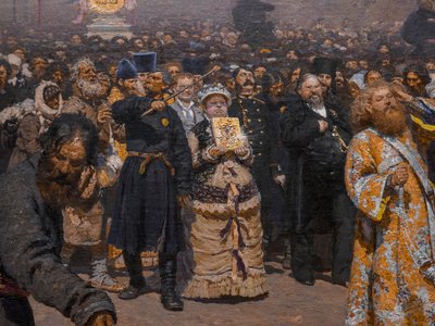 Religiöse Prozession in der Provinz Kursk (Detail) von Ilya Efimovich Repin