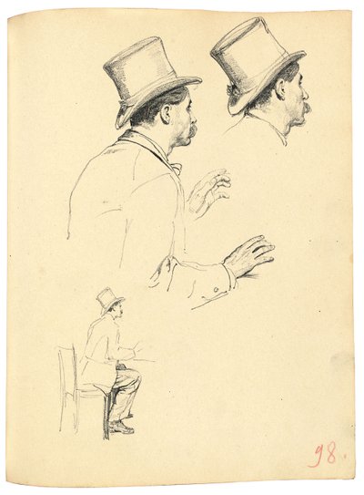 Studien für "Ein Pariser Café": Seitenansicht eines Männerkopfes mit Hut, ca. 1872-1875 von Ilya Efimovich Repin