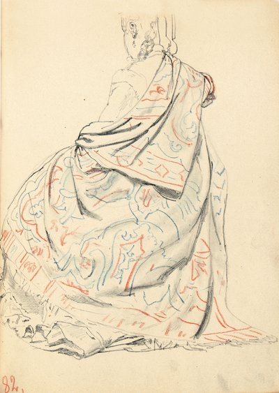 Studie für "Ein Pariser Café": Kleid einer sitzenden Frau von hinten, ca. 1872-1875 von Ilya Efimovich Repin