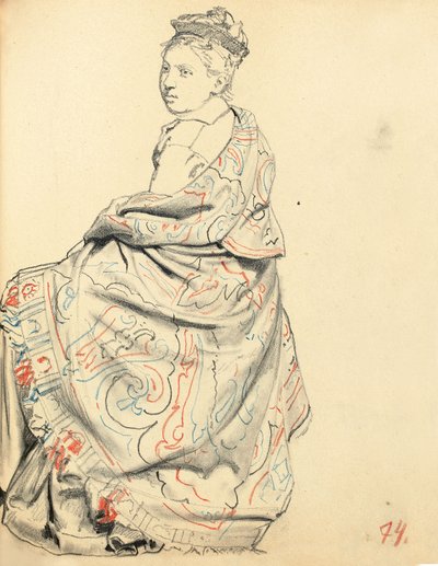 Studie für "Ein Pariser Café": Studie eines Kleides für eine sitzende Frau, ca. 1872-1875 von Ilya Efimovich Repin