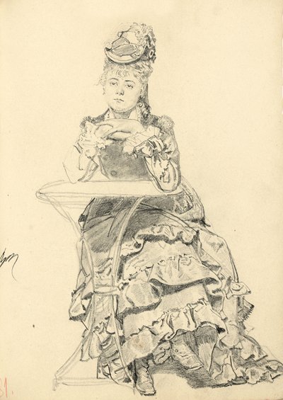 Frau, die an einem Cafétisch sitzt, ca. 1872-1875 von Ilya Efimovich Repin