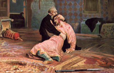Iwan der Schreckliche und sein Sohn Iwan am 16. November 1581 von Ilya Efimovich after Repin