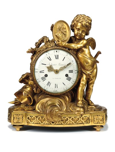 Louis XVI Kaminuhr, spätes 18. Jahrhundert von Imbert l Aine