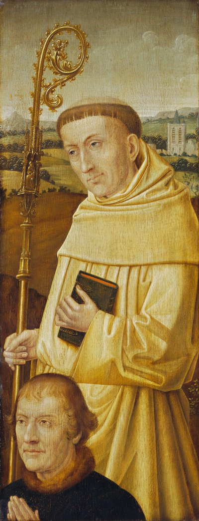 Heiliger Bernhard mit Stifter [Vorderseite] von Imitator of Flemish 15th Century