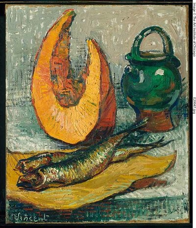 Stillleben: Melone, Fischglas von Imitator of Vincent van Gogh
