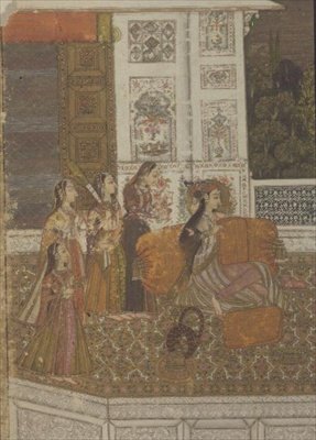 Porträt einer Prinzessin, die Musik genießt, Krishnagar, Westbengalen von Indian School