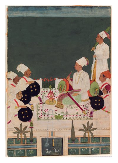 Ein Rathore-Häuptling mit seinen Verwandten, ca. 1700 von Indian School