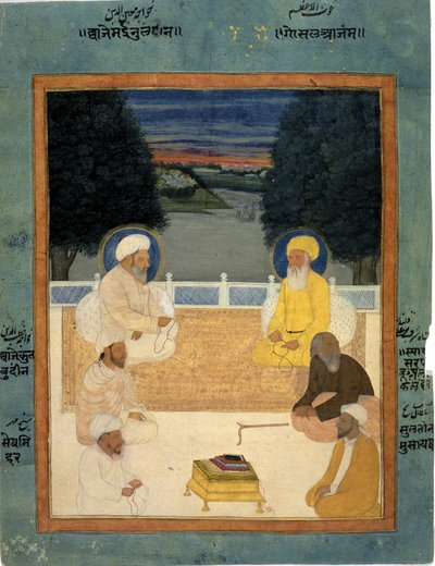 Sechs Sufi-Heilige auf einer Terrasse sitzend; Khvaja Mu