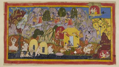 In der Zwischenzeit ist alles friedlich mit den Exilanten in ihrer Unterkunft auf dem Citrakuta-Berg. Rama zeigt Sita die Schönheiten des Berges - die vielen Arten von schönen Bäumen und Vögeln, die durch Edelsteine und Mineralien gefärbten Felsen und den  von Indian School