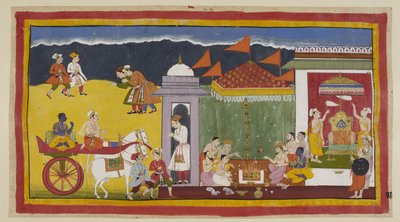 Sumantra kommt mit Rama im Palast an, und Rama nimmt an Opfergaben teil von Indian School