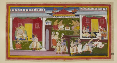 Rama akzeptiert seine Verbannung und verabschiedet sich von Kaikeyi und Dasaratha von Indian School