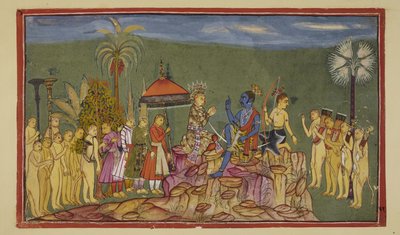 Rama fragt Sugriva, der zuvor die vier Himmelsrichtungen beschrieben hatte, wie er sie so gut kennt. Sugriva erzählt ihm, dass er von seinem Bruder Ba verfolgt wurde. von Indian School