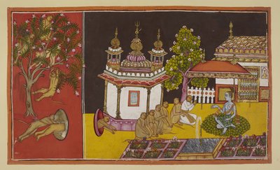 Die Affen finden den Eingang zu einer verlockenden Höhle, während sie verzweifelt nach Sita suchen von Indian School