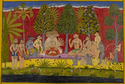 Erstaunt über Balis Stärke bietet Ravana Freundschaft an; sie sitzen zusammen und kauen Paan von Indian School