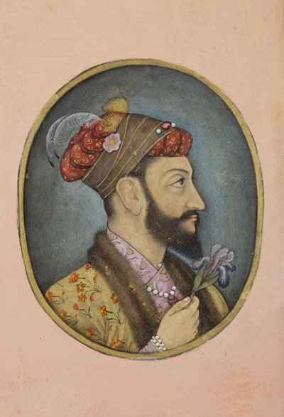Aurangzeb Bahadur hält eine Iris von Indian School