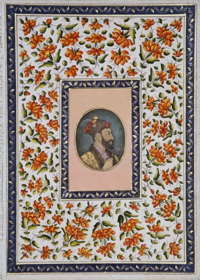 Aurangzeb Bahadur hält eine Iris von Indian School