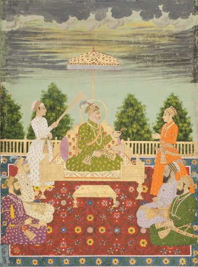 Bahadur Shah mit seinen vier Söhnen und einem Enkel, ca. 1710 von Indian School