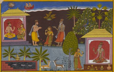 Bharadvaja gibt seine Tochter an Vishravas, der Vaisravana zeugt von Indian School