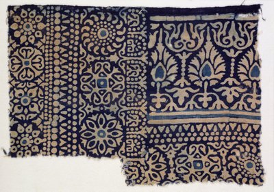 Blockbedrucktes Textilfragment, indisch von Indian School