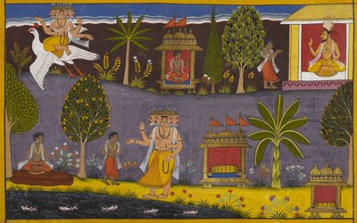 Brahma macht Vaisravana zum Herrn des Reichtums; er konsultiert später seinen Vater von Indian School