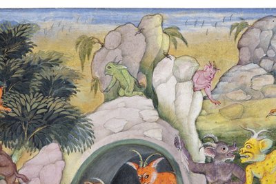 (Detail) Dämonen in einer wilden Landschaft, ca. 1600 von Indian School