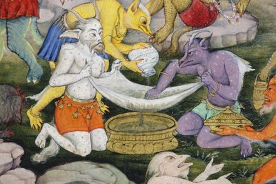 (Detail) Dämonen in einer wilden Landschaft, ca. 1600 von Indian School