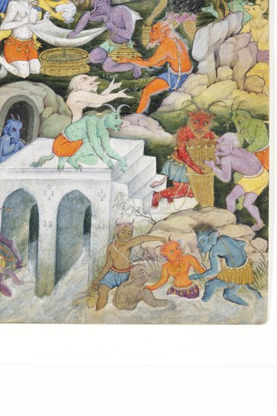 (Detail) Dämonen in einer wilden Landschaft, ca. 1600 von Indian School