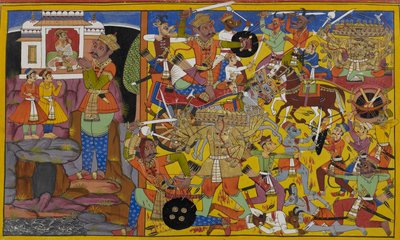 Dhanada schickt Manibhadra in den Kampf gegen Ravana, der heftig kämpft von Indian School