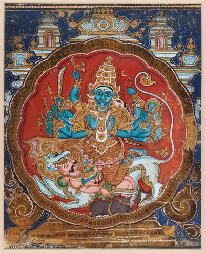 Durga tötet den Büffeldämon von Indian School