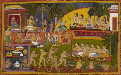 Während des Aśvamedha-Opfers ehrt Vibhīṣaṇa die Asketen. Bharata und Śatrughna helfen bei den Ritualen von Indian School