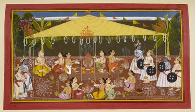 Figuren unter einem gelben Baldachin von Indian School