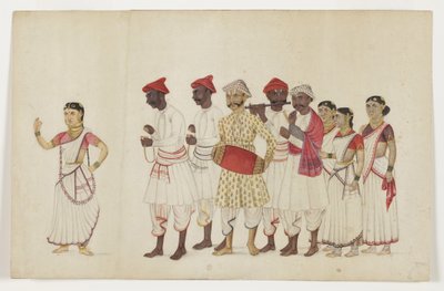 Vier Tänzerinnen in Prozession mit Musikern, ca. 1830 von Indian School