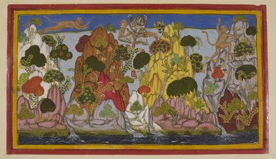 Hanuman holt den medizinischen Berggipfel aus dem Himalaya von Indian School