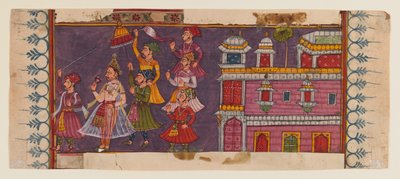 Heilige Männer und Höflinge versammeln sich vor einem Prinzen von Indian School