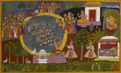 Ila trifft Budha und bittet, in sein Königreich zurückkehren zu dürfen, nachdem er in einen Mann verwandelt wurde von Indian School