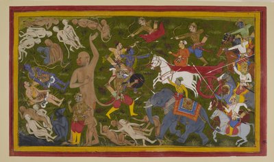 Indrajit überwältigt Rama und Verbündete; Hanuman macht sich auf die Suche nach Heilkräutern von Indian School