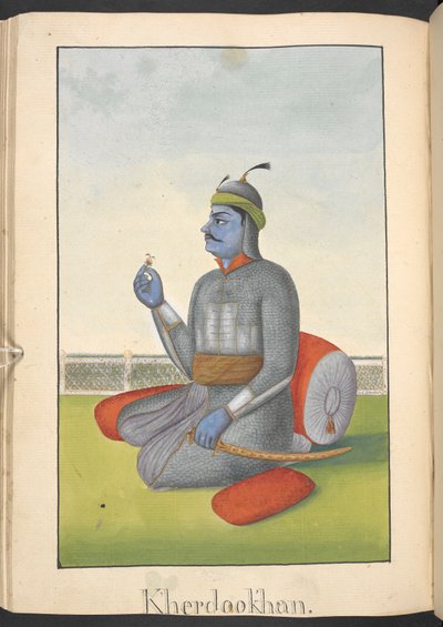 Khara und Dushana, Dämonenbrüder, die gegen Rama und Lakshmana kämpften, hier als ein Dämon verbunden von Indian School