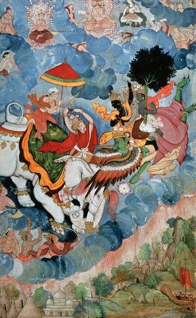 Krishnas Kampf mit Indra, ca. 1590 von Indian School