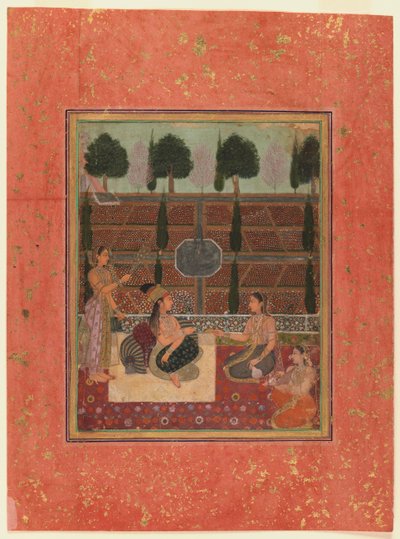 Damen auf einer Terrasse, Mughal-Stil, ca. 1700-10 von Indian School
