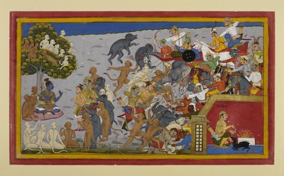 Lakṣmaṇa führt Rāmas Armee gegen Indrajits Opfer bei Nikumbhilā von Indian School